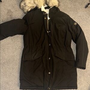Michael kors Women's Black Parka with Faux Fur Trim size medium